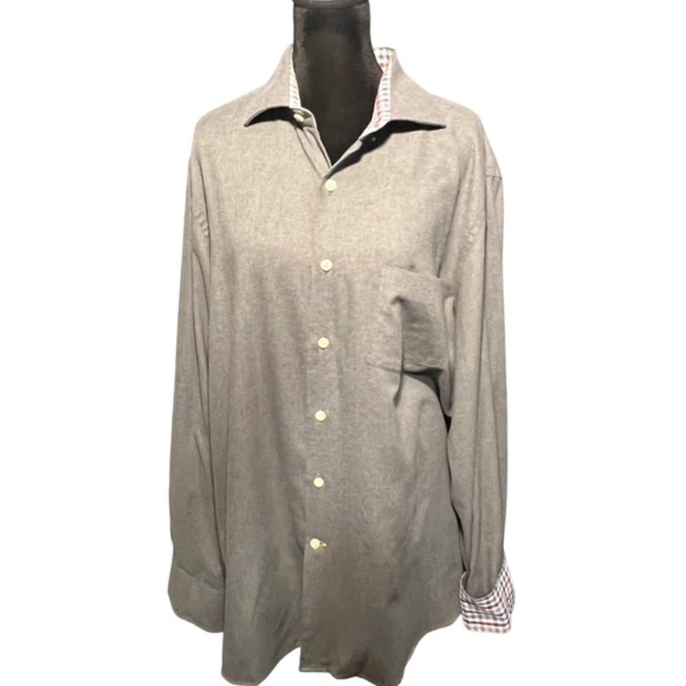 Arnau gray cotton button‎ down shirt, large, made in Barcelona